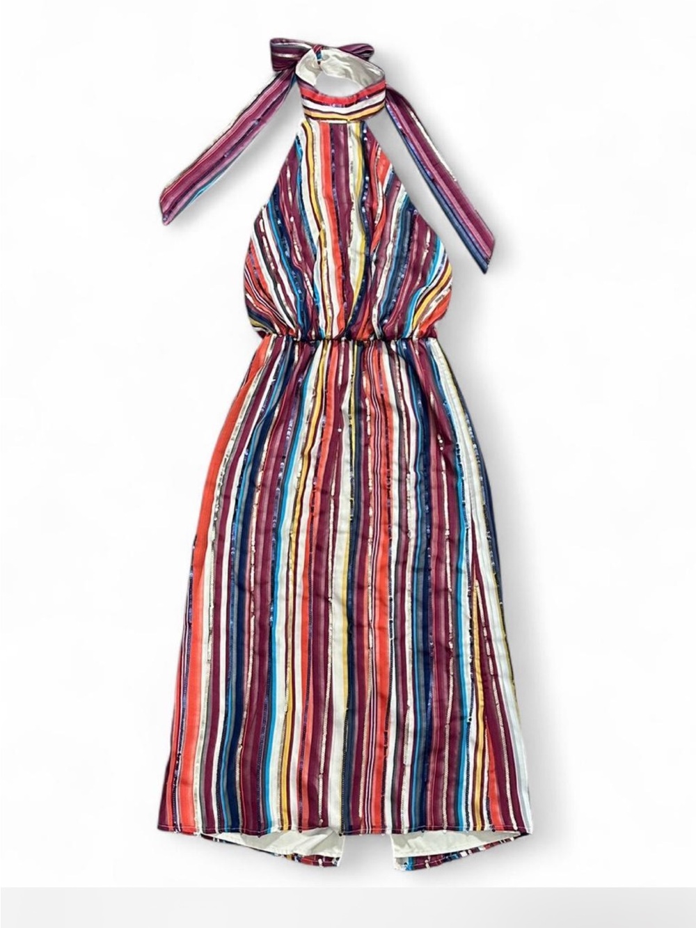 🌈✨ House of Harlow x REVOLVE Striped Sequin Halter Maxi M